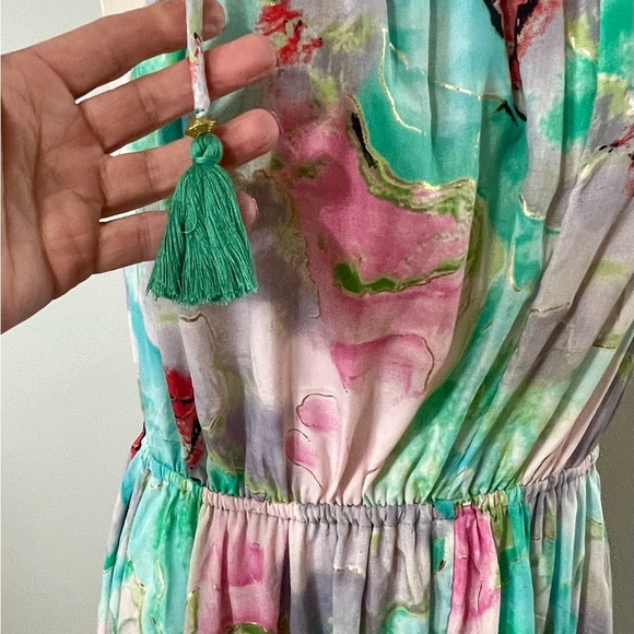 Raga Revolve Maxi Sun Dress NWT Size Small - multicolor shoulder tie - Picture 3 of 6